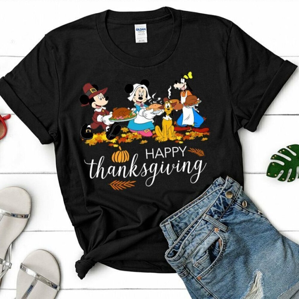 Disney Thanksgiving Mickey Graphic T-Shirt Holiday Christmas Family Gift Tee 24 - Picture 1 of 4